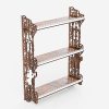 Деревянная полочка для икон с резным декором, три яруса, вид сбоку