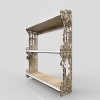 Деревянная полочка для икон с резным декором, три яруса, вид сбоку