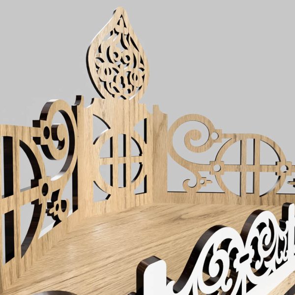 Кутова триярусна поличка для ікон з ажурним декором